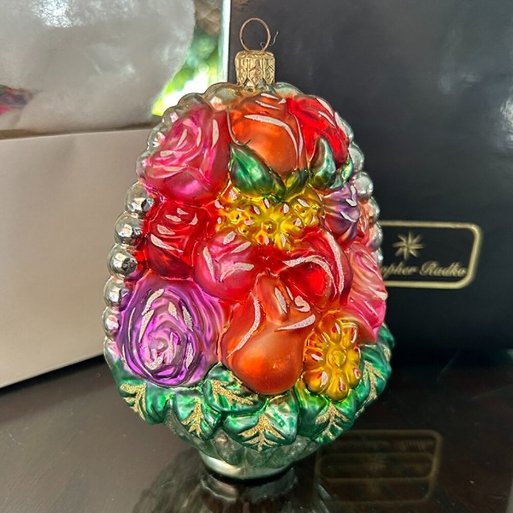 Christopher Radko Limited Edition Vintage Collectible "Flower Basket" Ornament